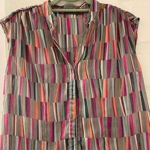 Button-down sheer sleeveless blouse